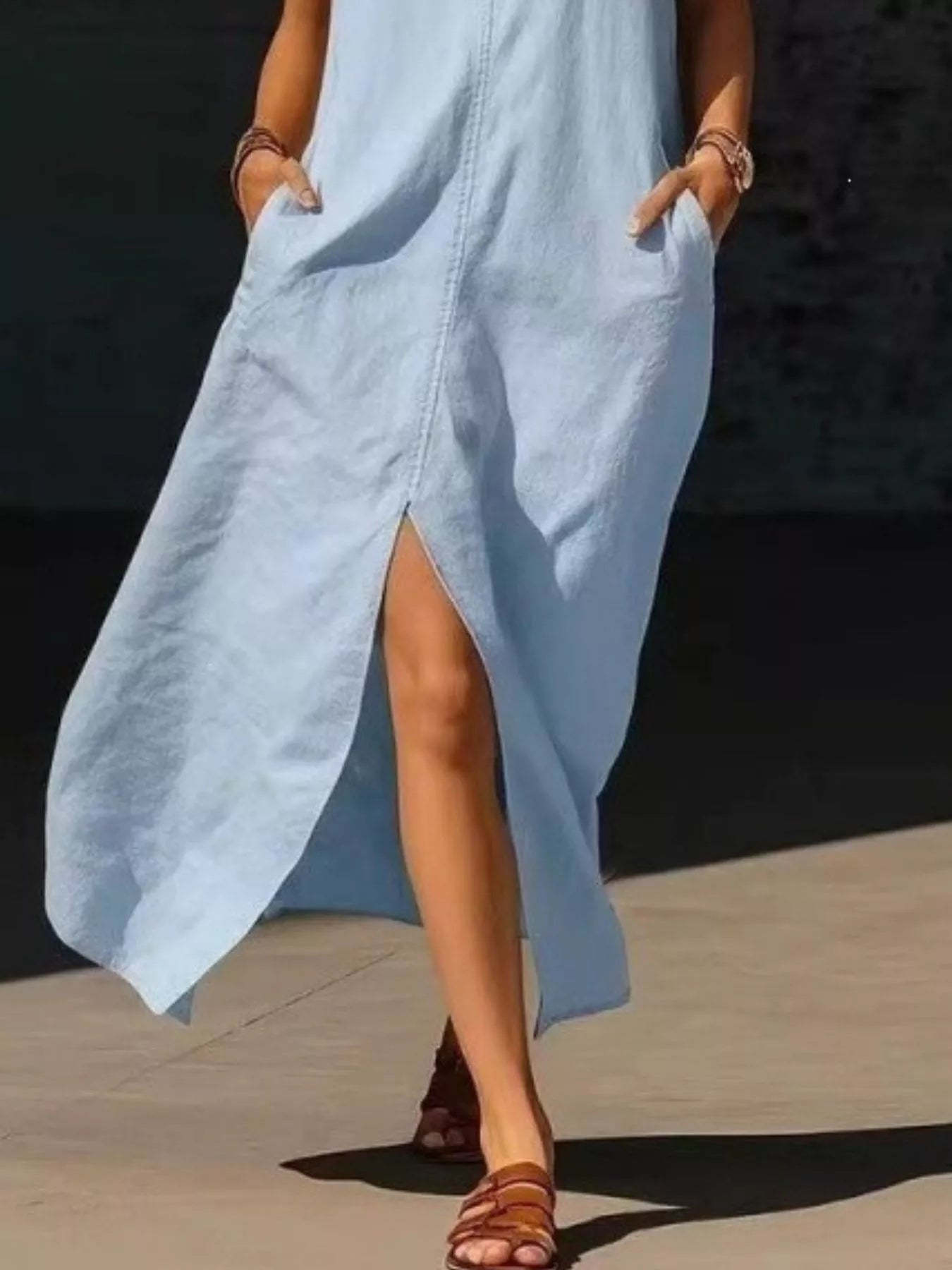 Sleeveless Maxi Dress with Side Pockets