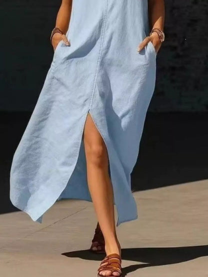 Sleeveless Maxi Dress with Side Pockets