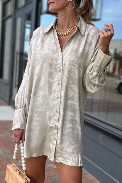 Solid Pattern Mini Length One Piece Long Sleeve Shift Dress