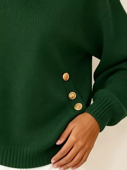 Chic Collared Decor-Button Sweater