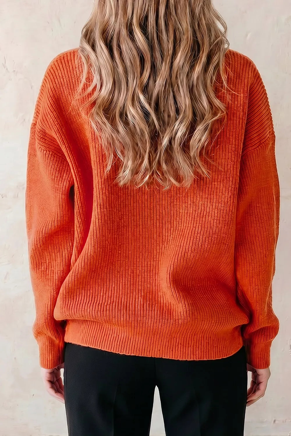 Drop Shoulder Long Sleeve Round Neck Halloween Sweater