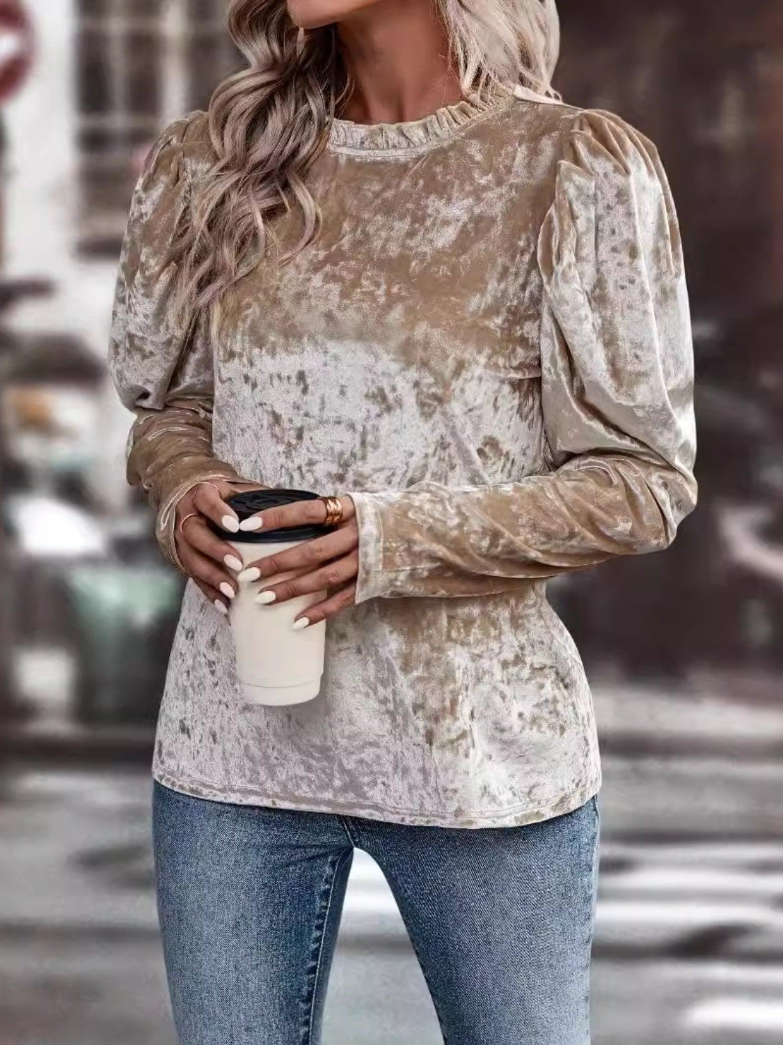 Blue Zone Planet | Lovelet Frill Mock Neck Long Sleeve Top