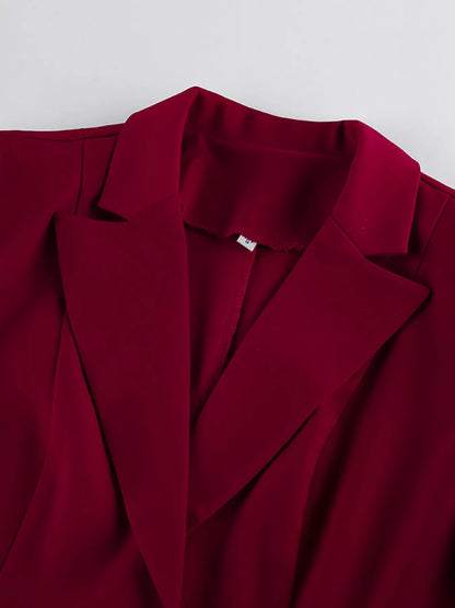 Single-Breasted Blazer and Wide-Leg Pants Set