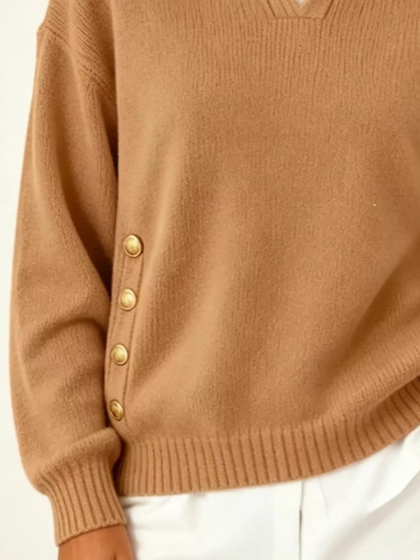 Chic Collared Decor-Button Sweater