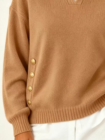 Chic Collared Decor-Button Sweater