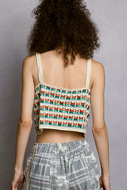 POL Cropped Crochet Cami with Scalloped Edge