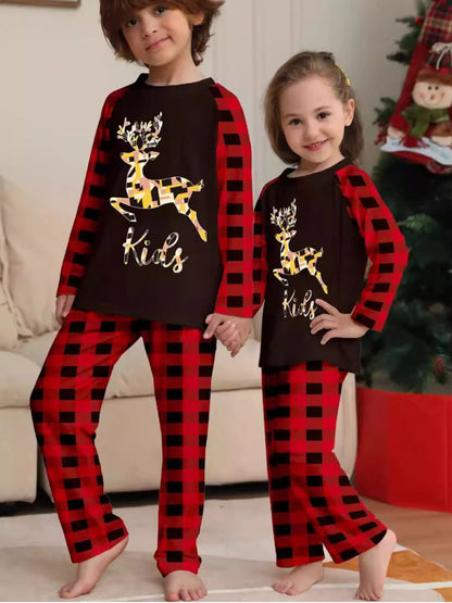 Full Size Family Matching Christmas Pajamas Set with Reindeer Graphic Plus Size