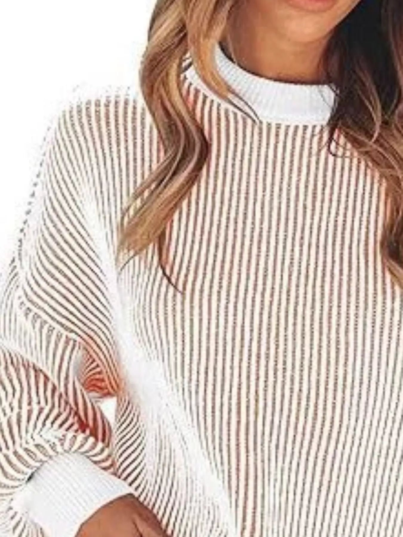 Stripe Dropped Shoulder Sweater for Women Relaxed Chic Knit