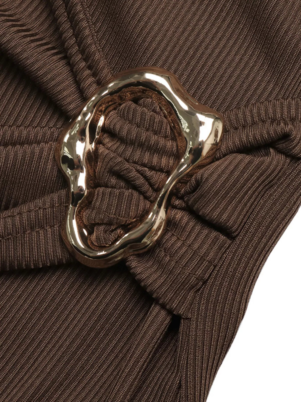 Metal Buckle Detail Surplice T-Shirt