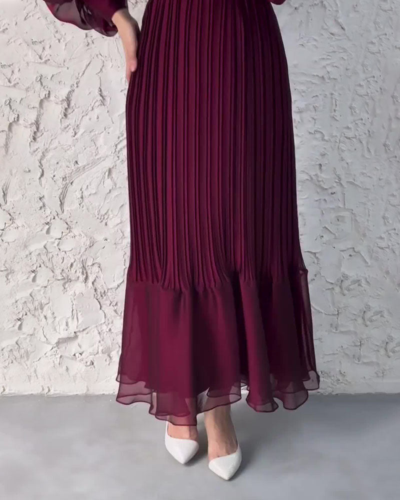 Sophisticated long pleated dress