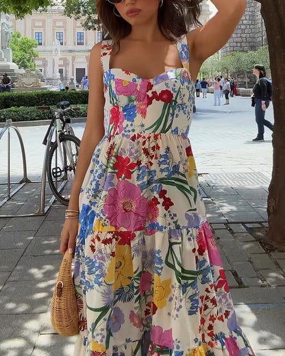 Summer casual floral print dress