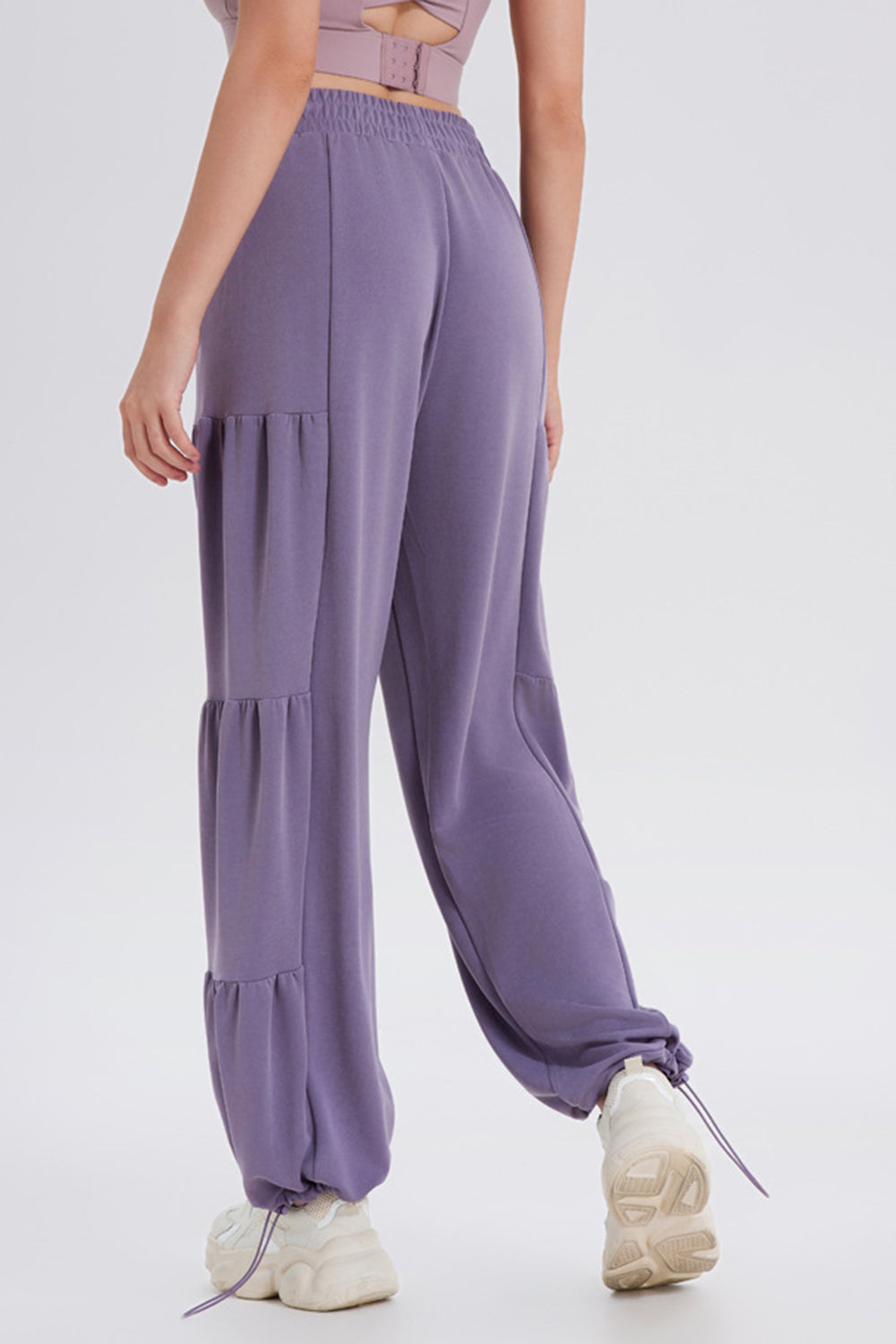 Blue Zone Planet | Basic Bae Drawstring Elastic Waist Ruched Joggers