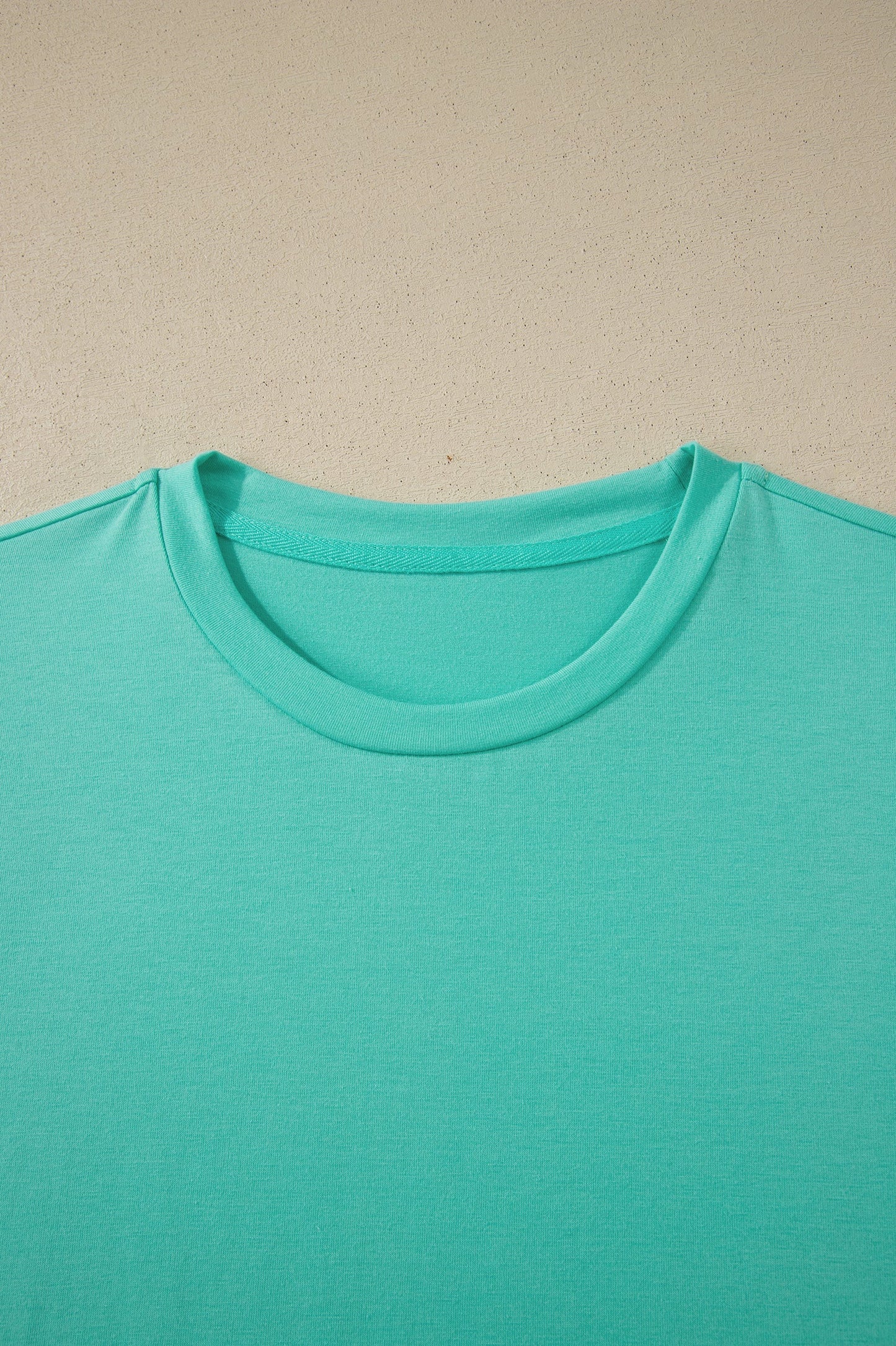 Mint Green Casual Plain Crew Neck Tee