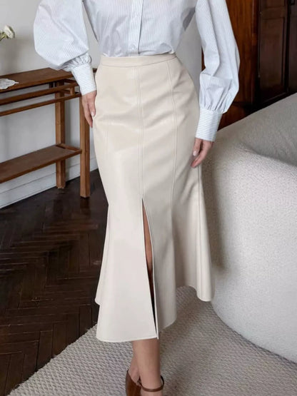 Slit Mermaid Midi Skirt