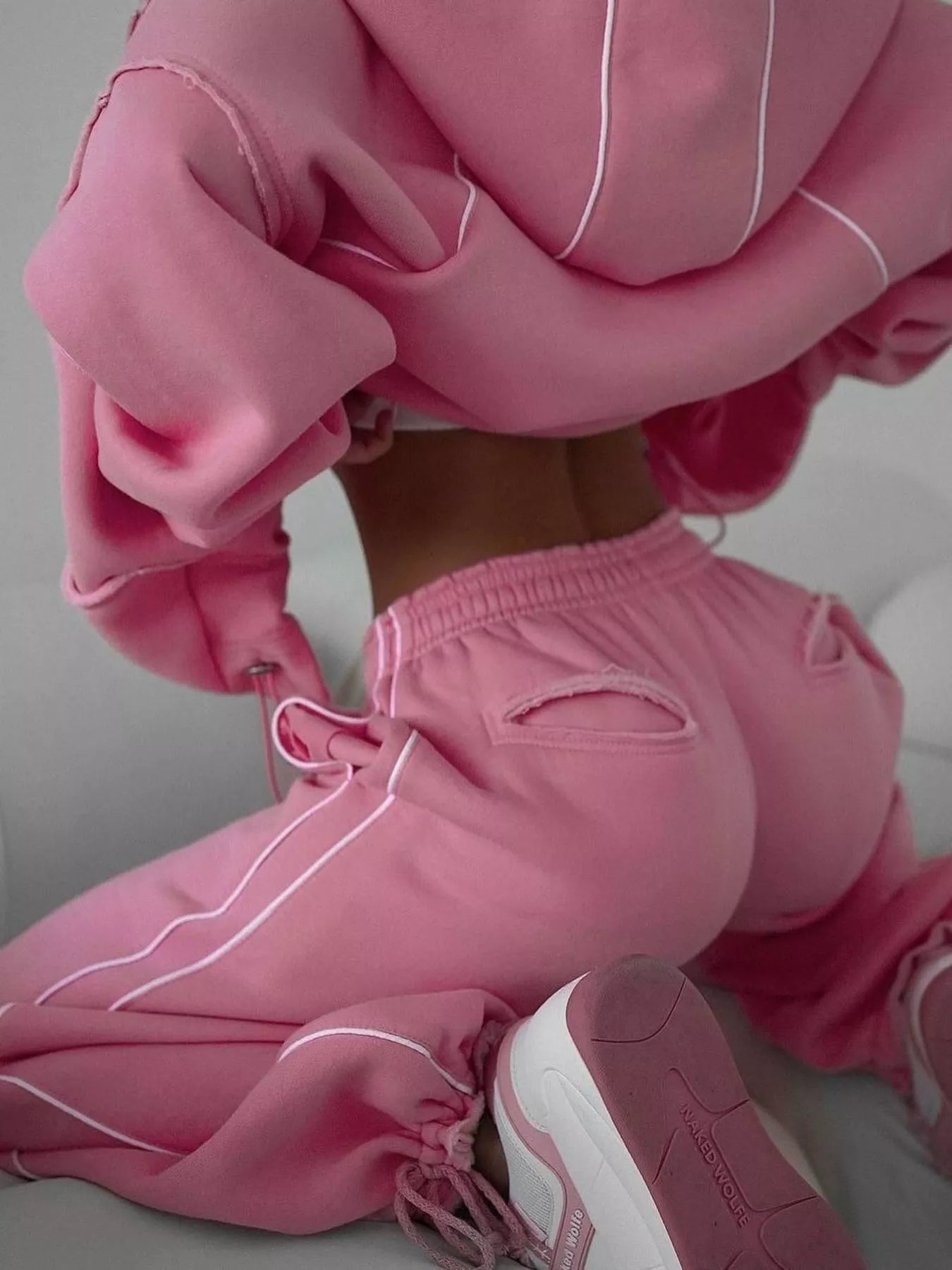 Cropped Zip-Up Hoodie and Wide-Leg Sweatpants Lounge Set