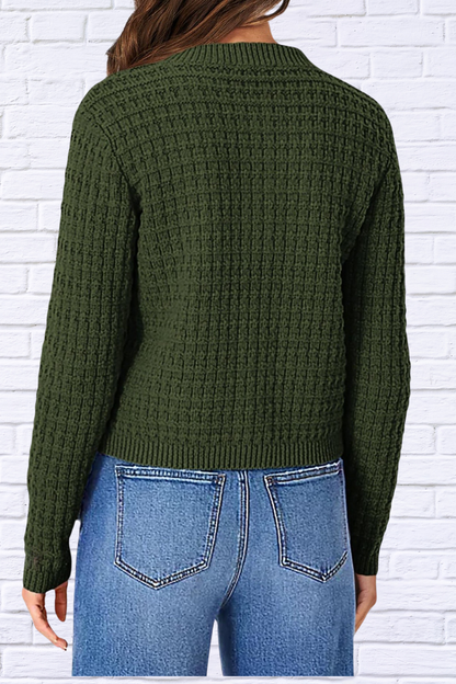 Textured Knit Button-Front Cardigan