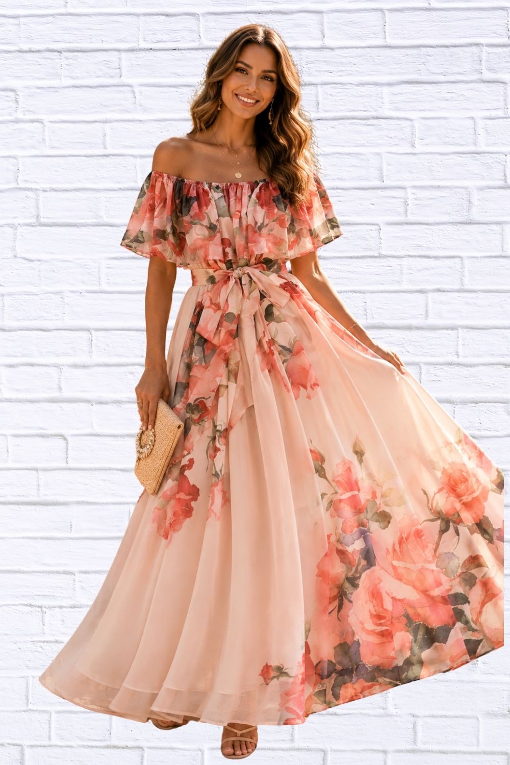 Floral Off-Shoulder A-Line Dress for Women