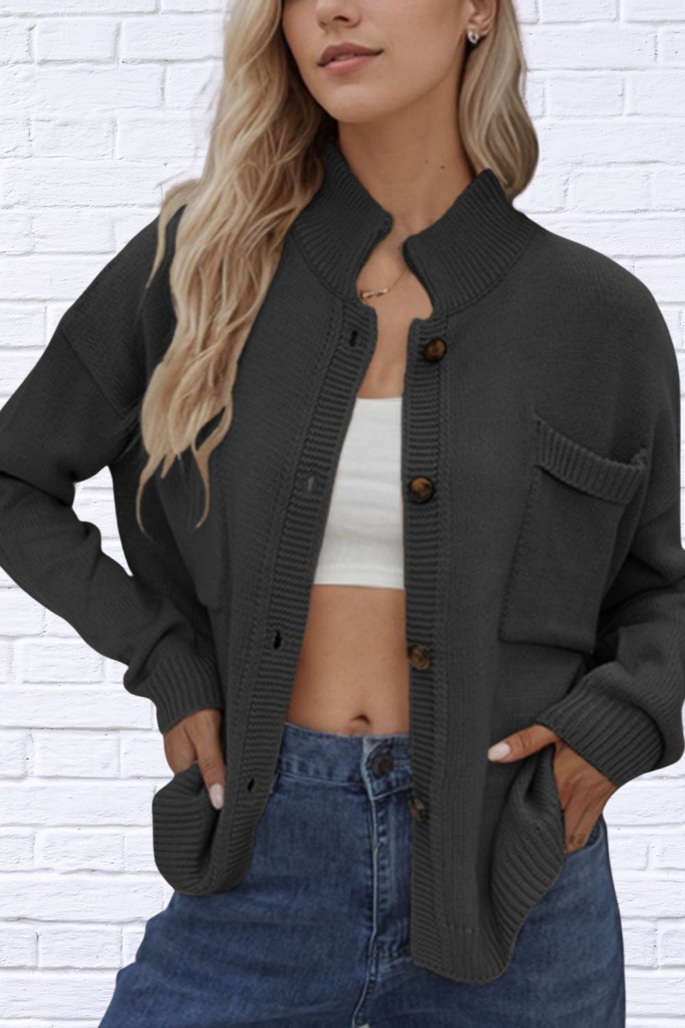 Button Up Long Sleeve Cardigan