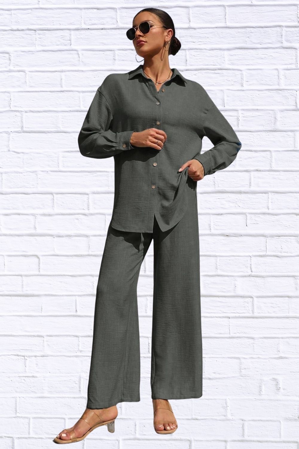 Button Up Shirt & Pants Set | Women’s Matching Outfit
