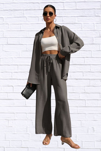 Button Up Shirt & Pants Set | Women’s Matching Outfit