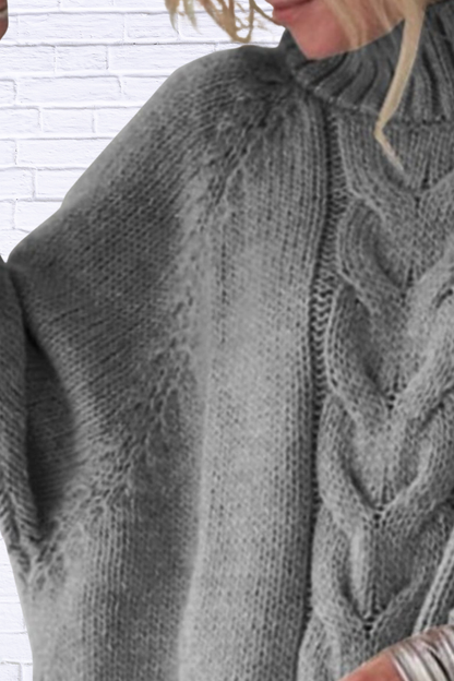 Full Size Cable-Knit Long Sleeve Sweater Plus Size