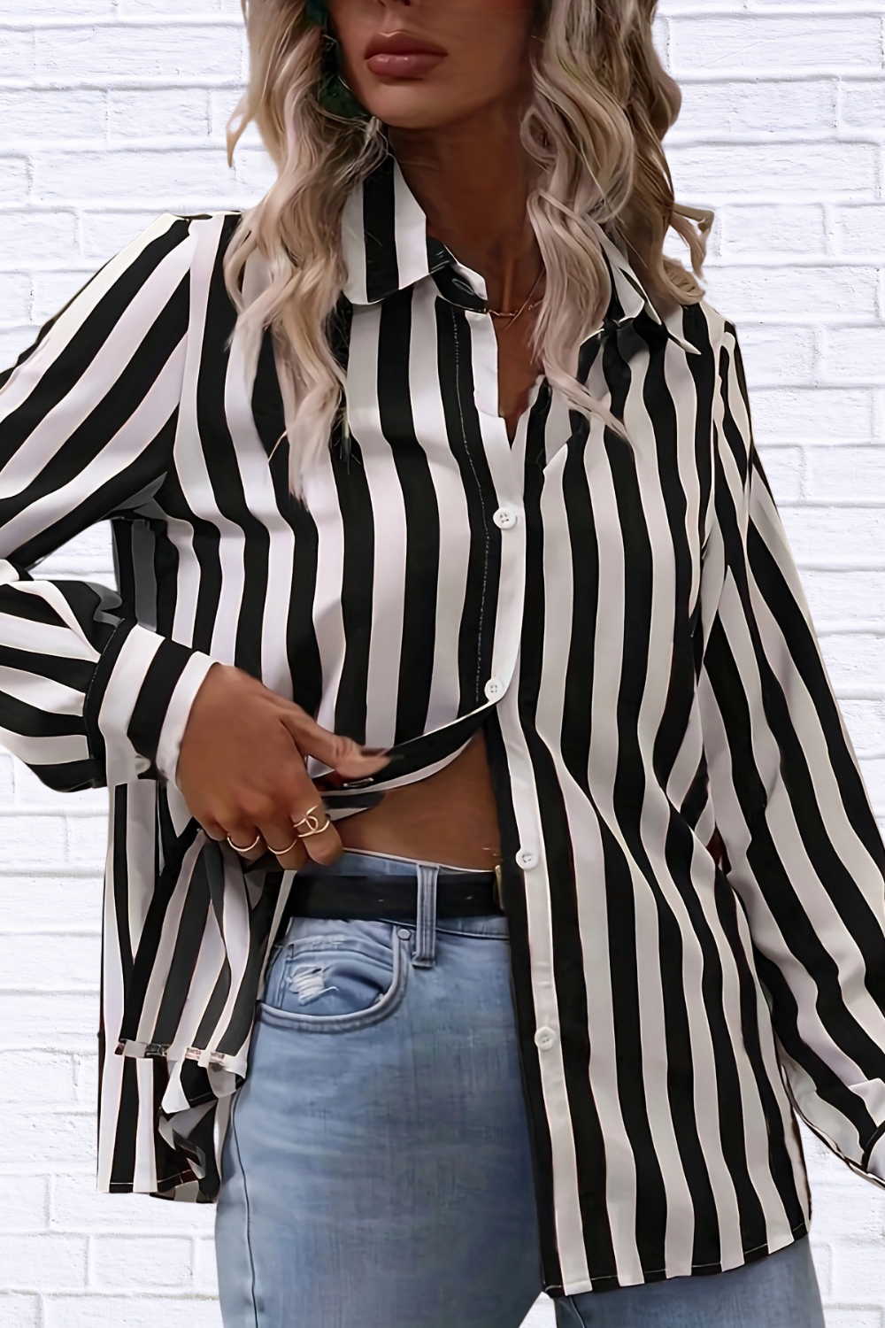 Striped Long Sleeve Button-Down Shirt