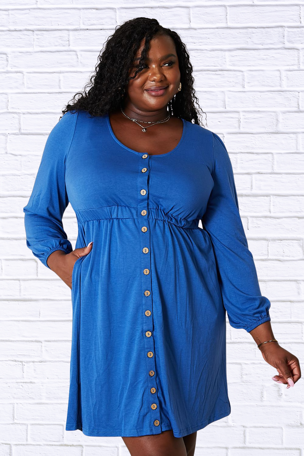 Scoop Neck Empire Waist Long Sleeve Magic Dress