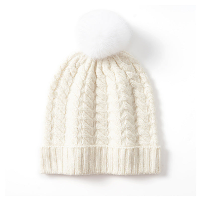 Alpine Thread Cable Pom Beanie