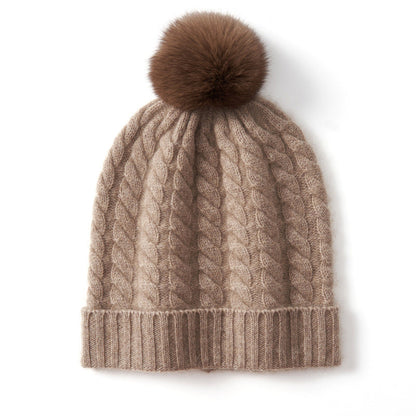 Alpine Thread Cable Pom Beanie