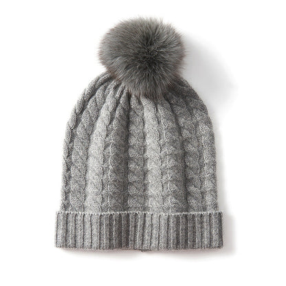 Alpine Thread Cable Pom Beanie