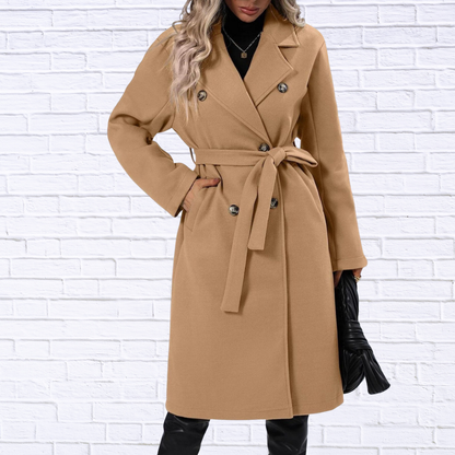 Double-Breasted Tie Waist Coat