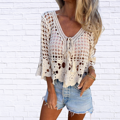 Tassel Crochet Knit Cover Up