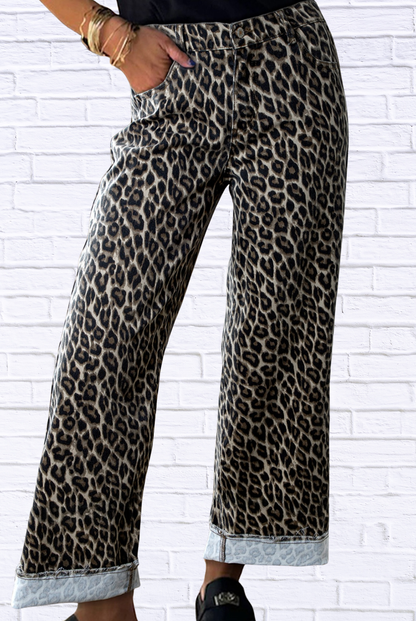 Leopard Straight Loose Leg Jeans