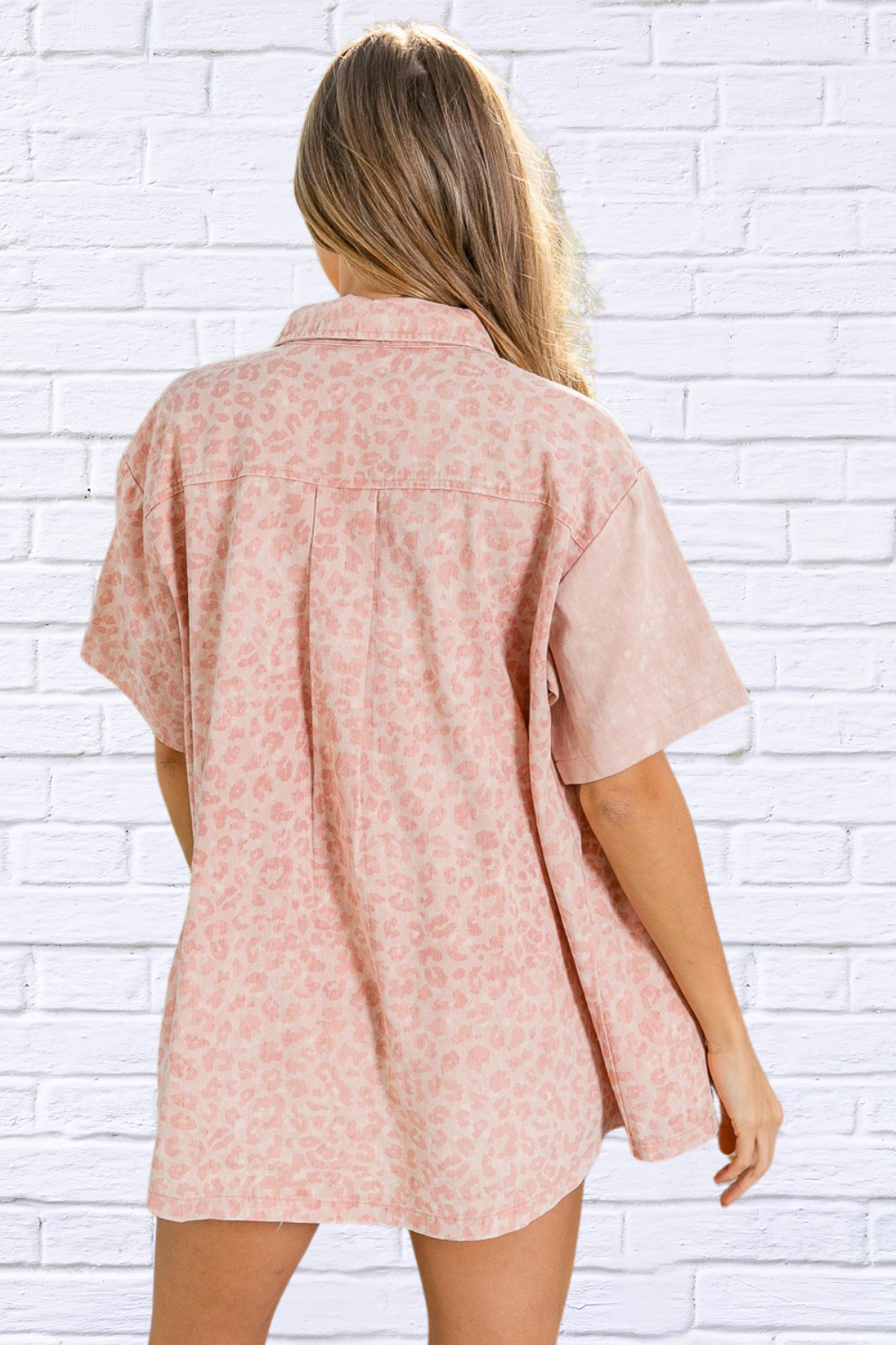 Unleash Your Wild Side – Dusty Pink Mineral Washed Leopard Print Shirt