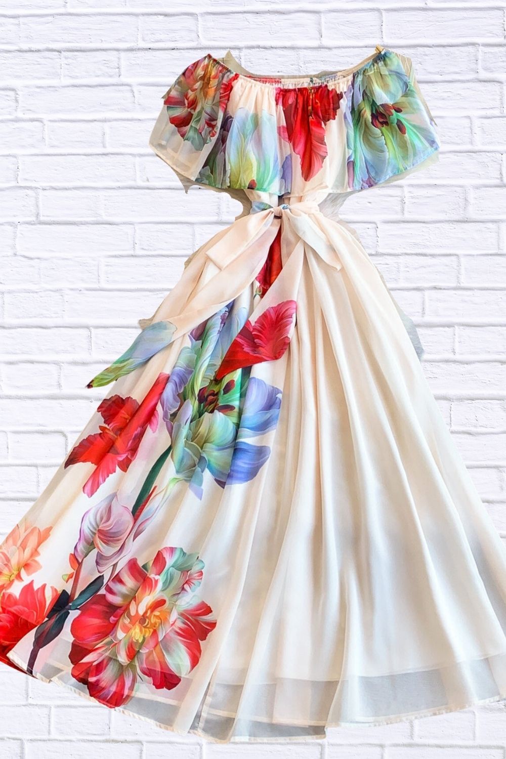 Floral Off-Shoulder A-Line Dress for Women