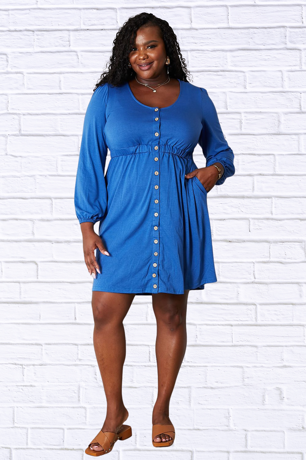 Scoop Neck Empire Waist Long Sleeve Magic Dress