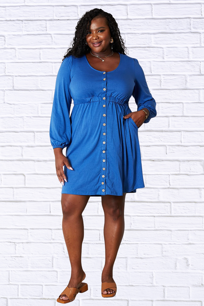 Scoop Neck Empire Waist Long Sleeve Magic Dress