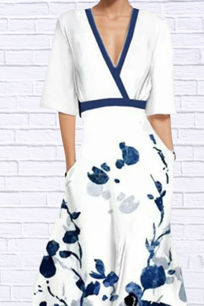 Floral Print Half Sleeve Maxi Dress