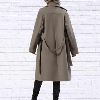 Double-Breasted Tie Waist Coat