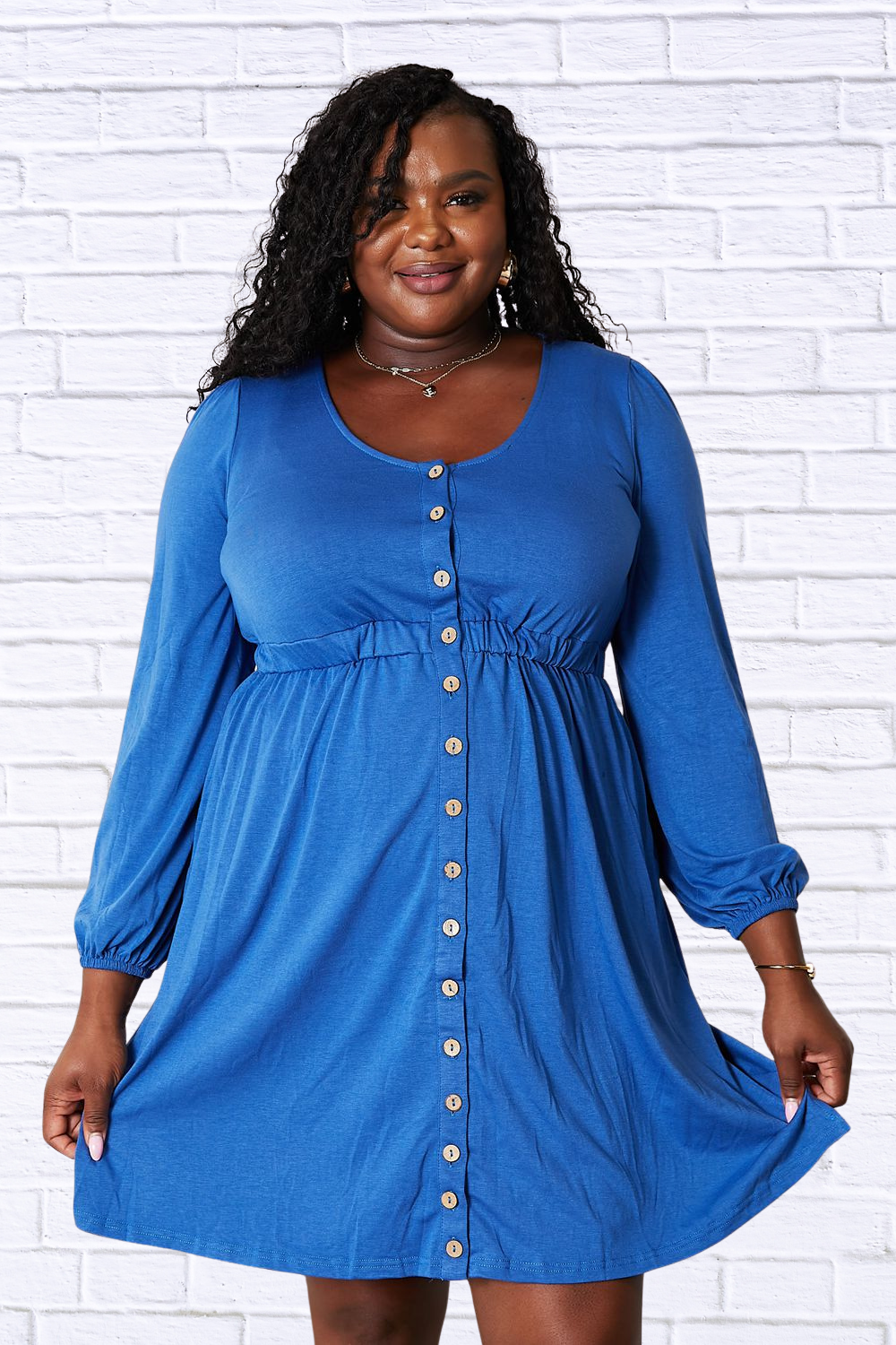 Scoop Neck Empire Waist Long Sleeve Magic Dress