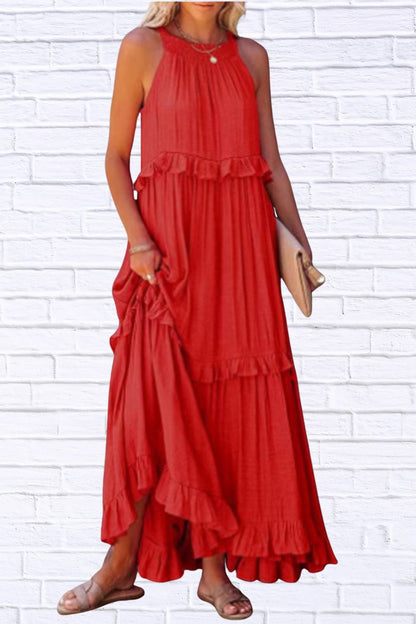 Ruffled Sleeveless Maxi Dress | Flowy & Feminine