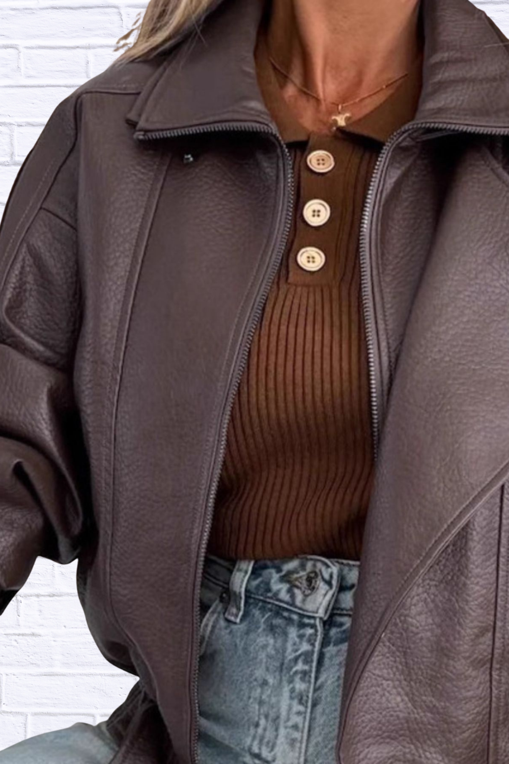 Leather Zip Up Jacket