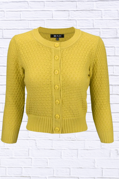 3/4 Sleeve Cute Pattern Cropped Cardigan Sweater