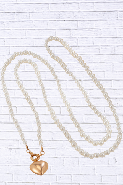 Pearl Chain Heart Necklace