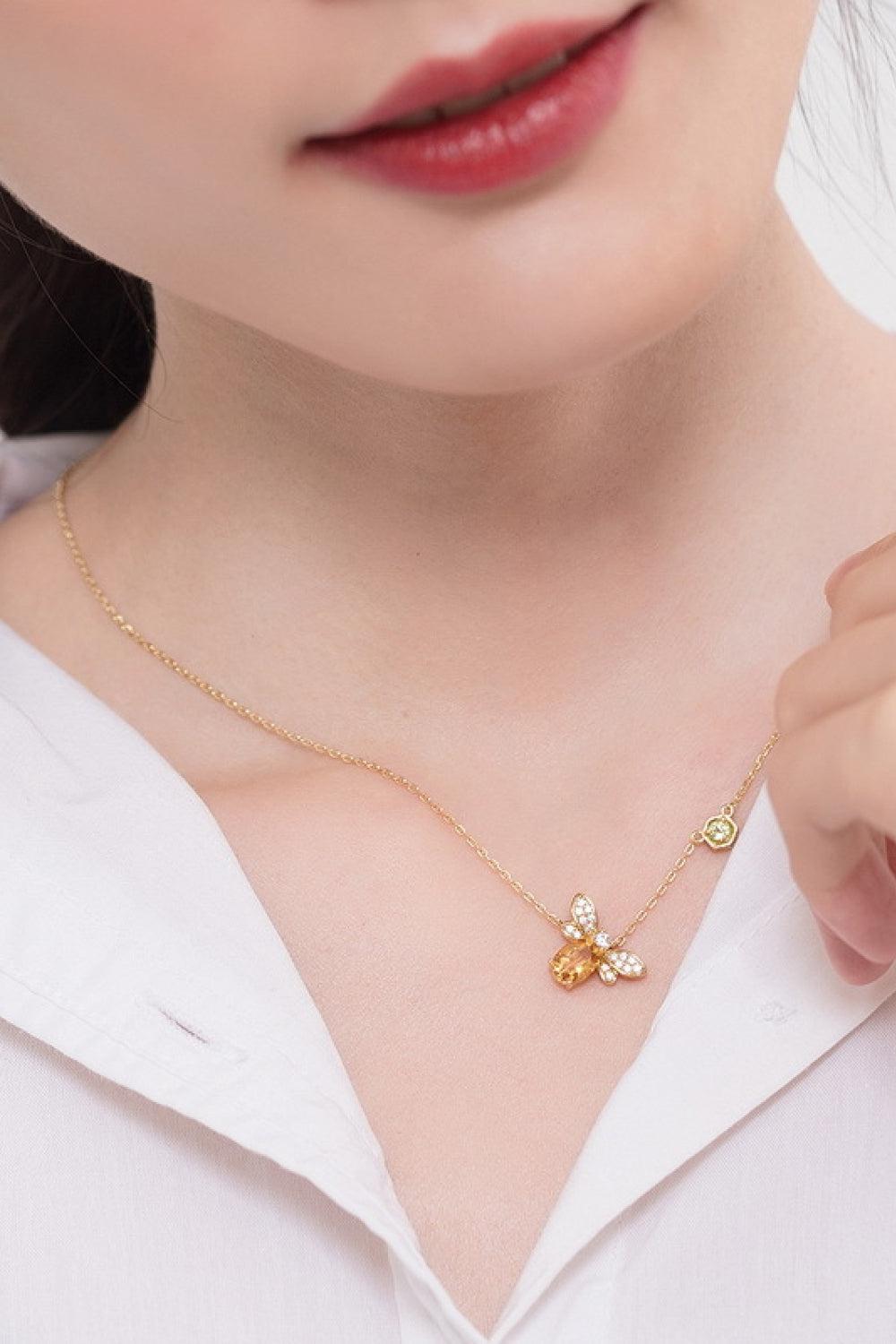 Blue Zone Planet | Bee Citrine and Olivine 14K Gold Plated Necklace