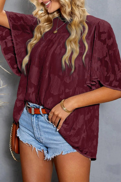 Blue Zone Planet | Applique Half Flutter Sleeve Top