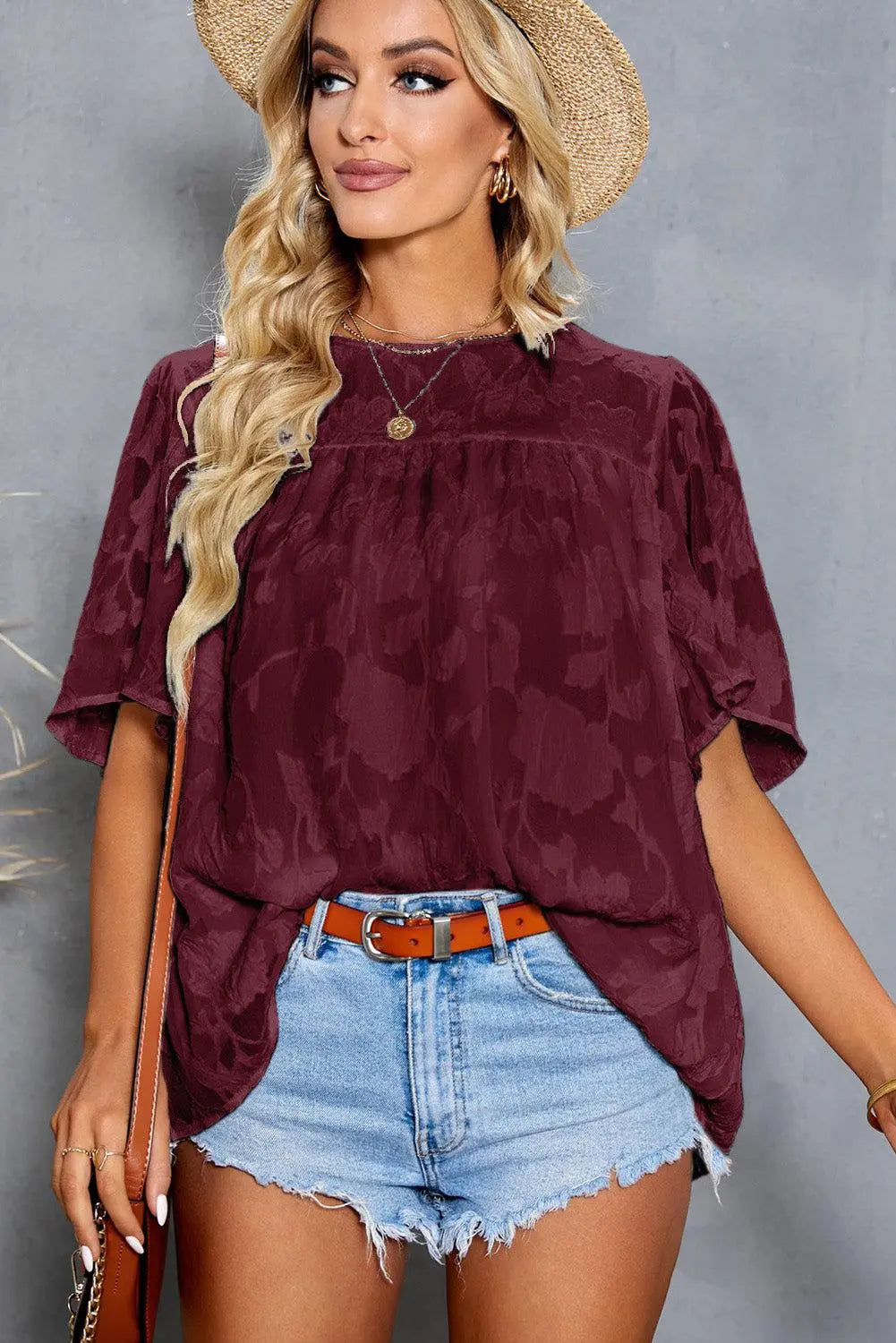Blue Zone Planet | Applique Half Flutter Sleeve Top