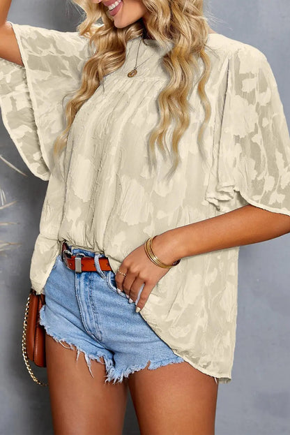 Blue Zone Planet | Applique Half Flutter Sleeve Top