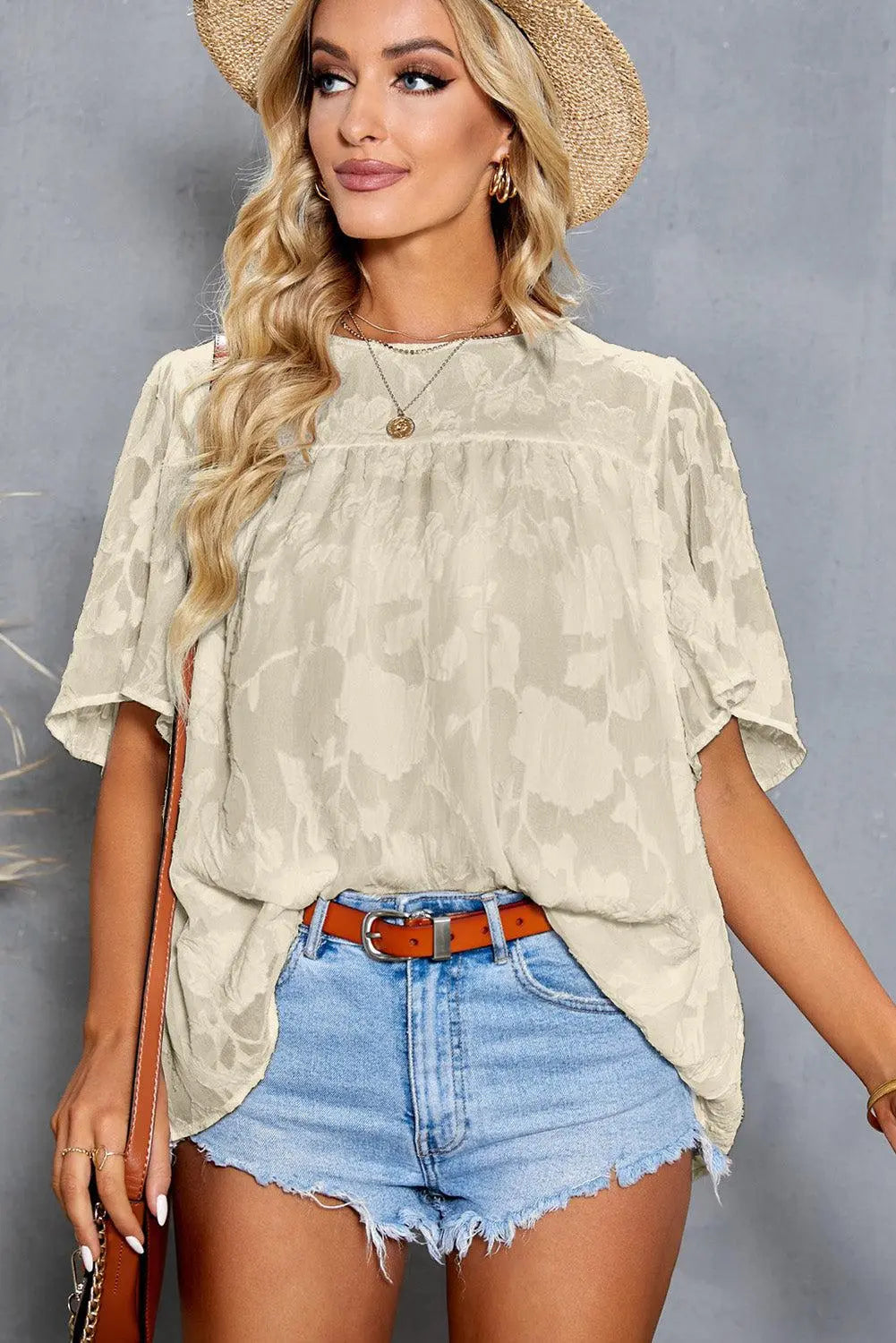 Blue Zone Planet | Applique Half Flutter Sleeve Top