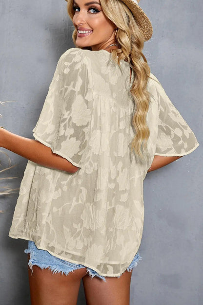 Blue Zone Planet | Applique Half Flutter Sleeve Top